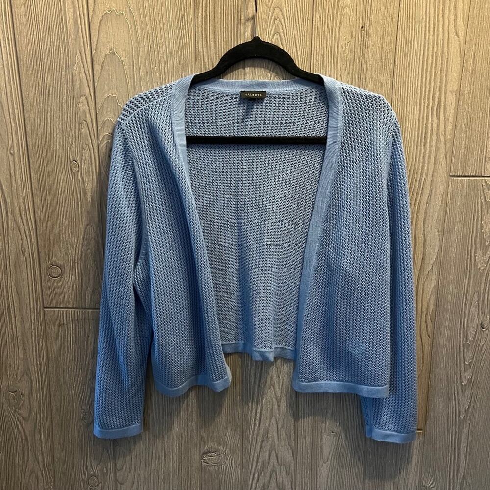 Talbots Open Shrug Cardigan Baby Blue Knit